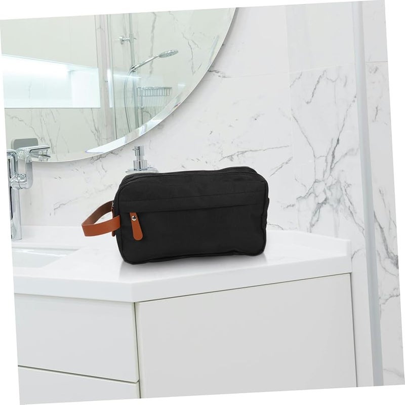 Large Capacity Black Portable Makeup Bag Organizer Travel Cosmetic Pouch Foldable Hanging Toiletries Bag - Image 5